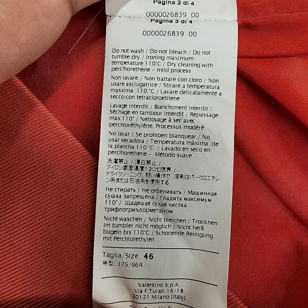Red Valentino Women's IT 46/US 10‎ Coral Bow Detail 3/4 Sleeve Blazer Jacket